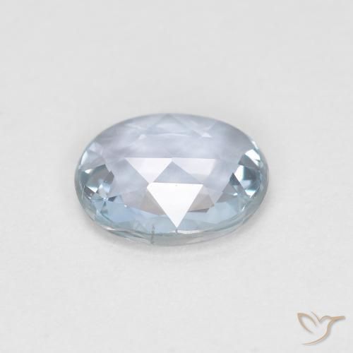 Zafiro Blanco azulado natural de 0.56 ct, Ovalada, VS