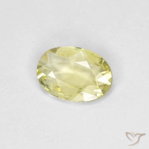 Zafiro Amarillo claro medio natural de 0.36 ct, Ovalada, VVS-VS