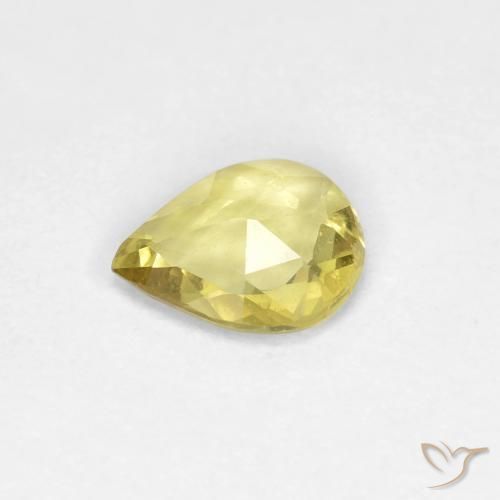 Zafiro Amarillo medio natural de 0.39 ct, En forma de pera, VS