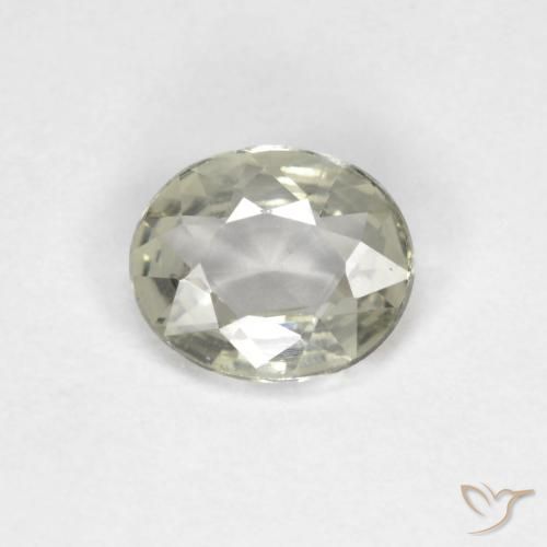 0.53ct Natural Verde grisáceo Zafiro, Ovalada, VVS