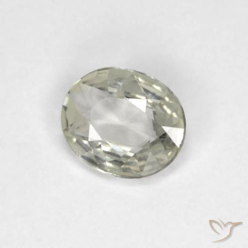 Zafiro Verde grisáceo natural de 0.53 ct, Ovalada, VVS