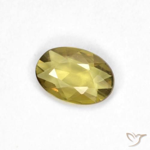 Zafiro Dorado amarillento natural de 0.41 ct, Ovalada, VVS