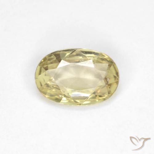 0.48ct Natural Amarillo pálido Zafiro, Ovalada, VVS