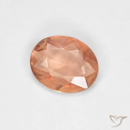 Zafiro Naranja durazno natural de 0.50 ct, Ovalada, VVS-VS