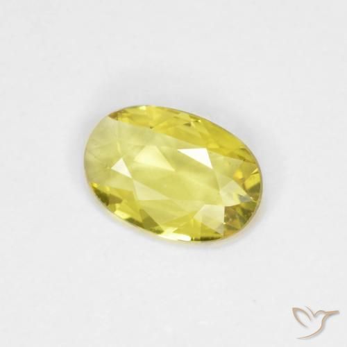 Zafiro Amarillo maíz claro natural de 0.37 ct, Ovalada, VVS-VS