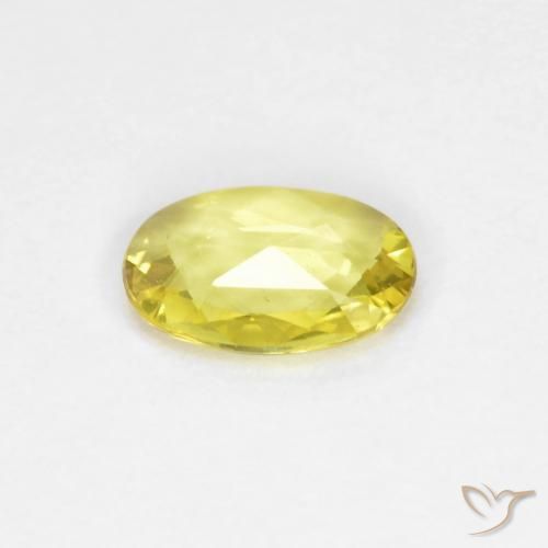 Zafiro Amarillo maíz claro natural de 0.37 ct, Ovalada, VVS-VS