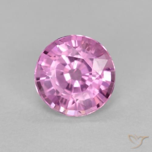 Zafiro Rosado púrpura real natural de 0.69 ct, Redondo, VS