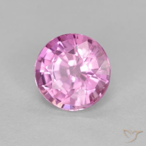 Zafiro Rosado púrpura real natural de 0.69 ct, Redondo, VS