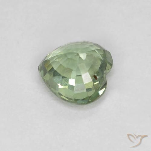 Zafiro Verde salvia claro natural de 0.48 ct, Corazón, VS