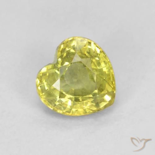 Zafiro Amarillo medio natural de 0.57 ct, Corazón, VS