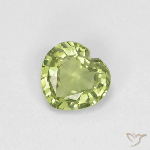 0.39ct Natural Verde cálido Zafiro, Corazón, VVS-VS