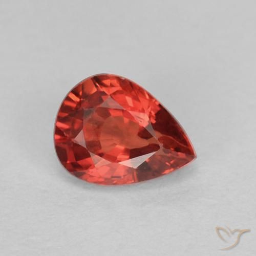 Zafiro Rojo intenso natural de 0.38 ct, En forma de pera, VVS-VS