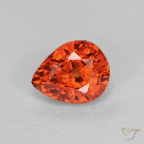 Zafiro Naranja cálido natural de 0.43 ct, En forma de pera, VVS-VS
