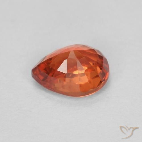 Zafiro Ámbar naranja natural de 0.42 ct, En forma de pera, VVS-VS