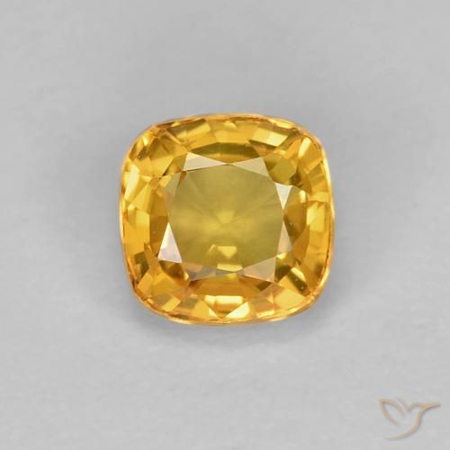 0.68ct Natural Dorado oscuro Zafiro, Forma Cojín, VVS