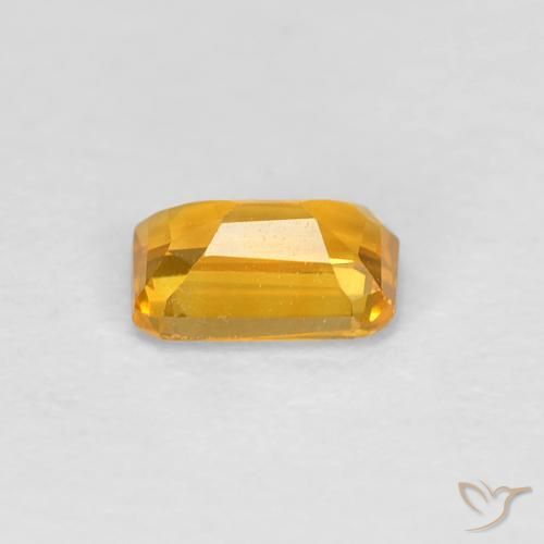 Zafiro Naranja dorado intenso natural de 0.39 ct, Corte Octágono / Esmeralda, VVS