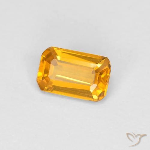 Zafiro Dorado-naranja medio natural de 0.36 ct, Corte Octágono / Esmeralda, VVS