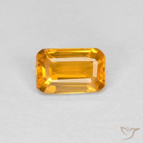 0.38ct Natural Naranja dorado intenso Zafiro, corte esmeralda, VVS