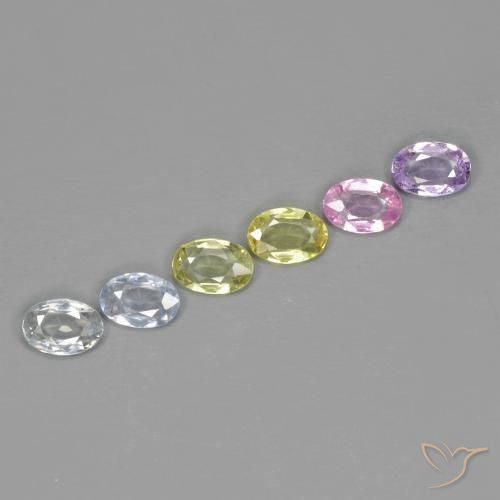 Gemas de Zafiro Multicolor natural de 2.64 ct, Ovalada, VS