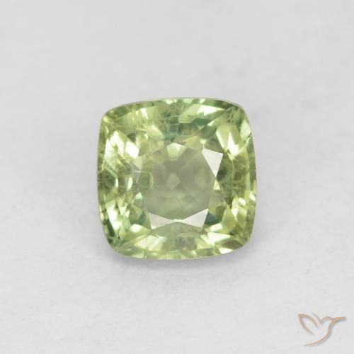 0.79ct Natural Verde oscuro pálido Zafiro, Forma Cojín, VS