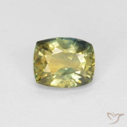 0.99ct Natural Amarillo verdoso Zafiro, Forma Cojín, VVS-VS