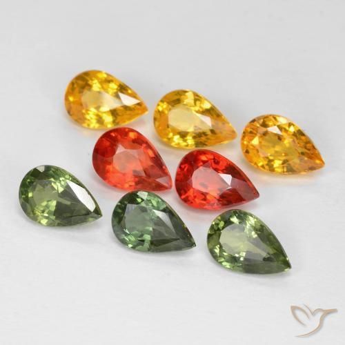 Gemas de Zafiro Multicolor natural de 4.75 ct, En forma de pera, VS