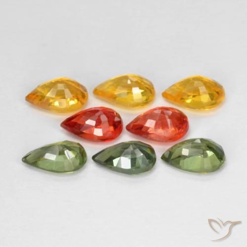Gemas de Zafiro Multicolor natural de 4.75 ct, En forma de pera, VS