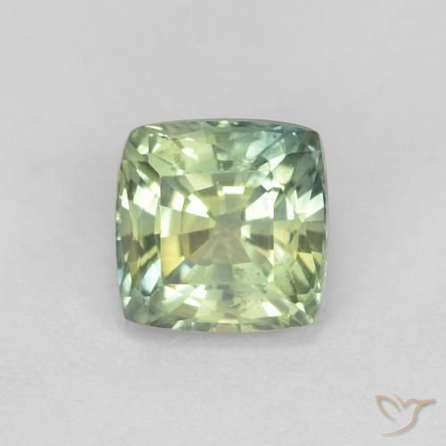 0.87ct Natural Verde claro Zafiro, Forma Cojín, VVS-VS