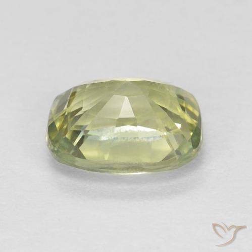 Zafiro Verde pera claro natural de 0.67 ct, Forma Cojín, VVS-VS
