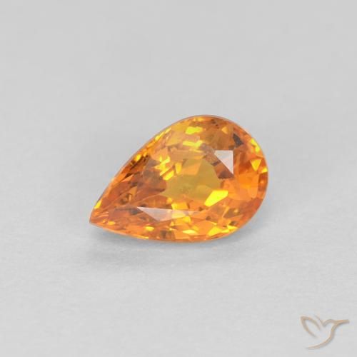 0.57ct Natural Naranja medio Zafiro, En forma de pera, VS