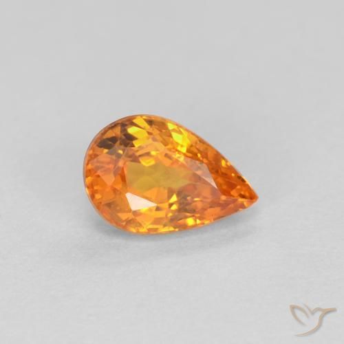 Zafiro Naranja medio natural de 0.57 ct, En forma de pera, VS