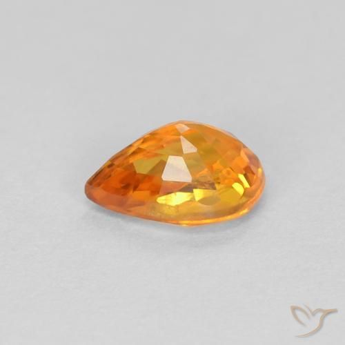 Zafiro Naranja medio natural de 0.57 ct, En forma de pera, VS