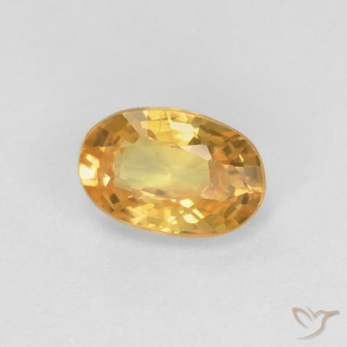 Zafiro Naranja dorado intenso natural de 0.70 ct, Ovalada, VS