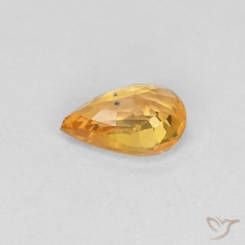 Zafiro Dorado naranja oscuro natural de 0.50 ct, En forma de pera, VVS-VS