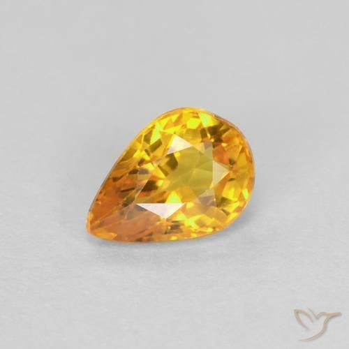 0.60ct Natural Dorado naranja Zafiro, En forma de pera, VVS-VS