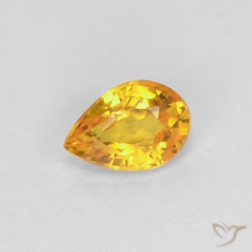 Zafiro Dorado natural de 0.53 ct, En forma de pera, VVS-VS