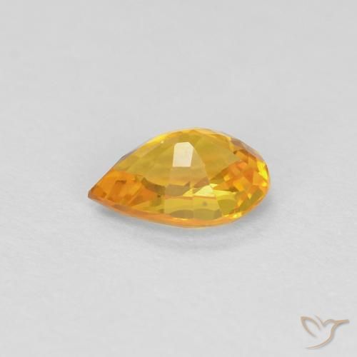 Zafiro Dorado natural de 0.53 ct, En forma de pera, VVS-VS