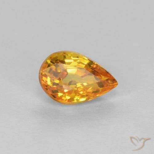 0.61ct Natural Naranja medio Zafiro, En forma de pera, VVS-VS