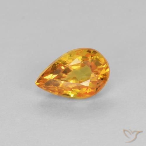 Zafiro Naranja medio natural de 0.61 ct, En forma de pera, VVS-VS