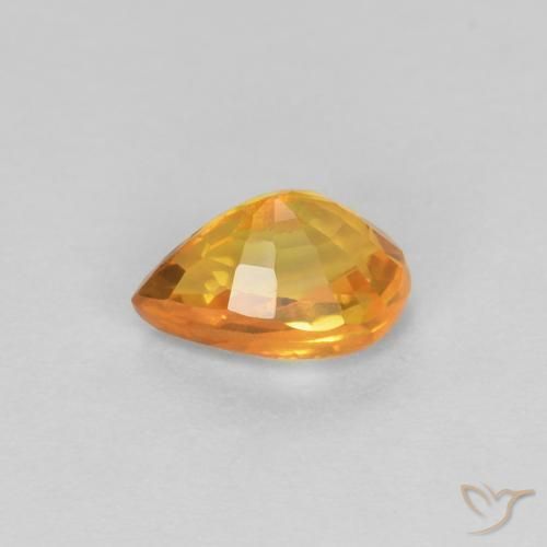 Zafiro Naranja medio natural de 0.61 ct, En forma de pera, VVS-VS