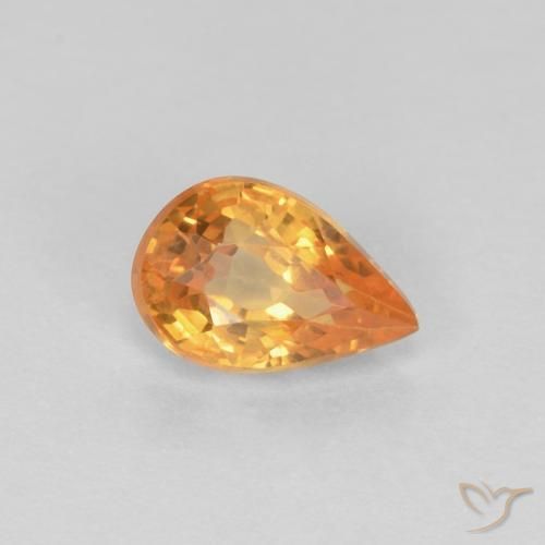 Zafiro Naranja claro natural de 0.56 ct, En forma de pera, VVS