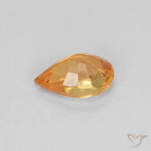 Zafiro Naranja claro natural de 0.56 ct, En forma de pera, VVS