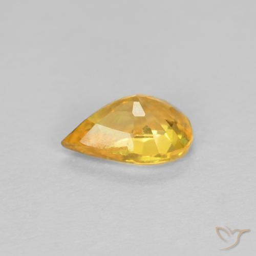 Zafiro Dorado natural de 0.47 ct, En forma de pera, VVS-VS