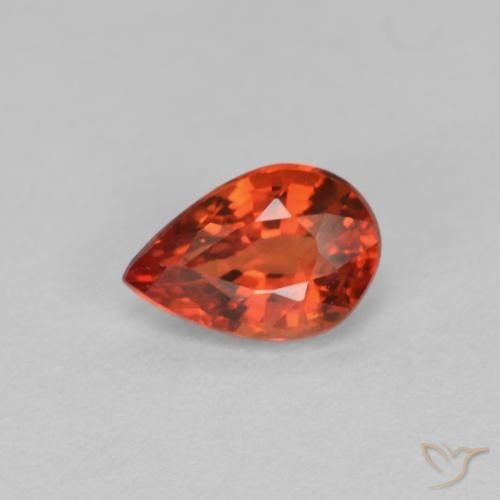0.54ct Natural Rojo ámbar oscuro Zafiro, En forma de pera, VVS-VS