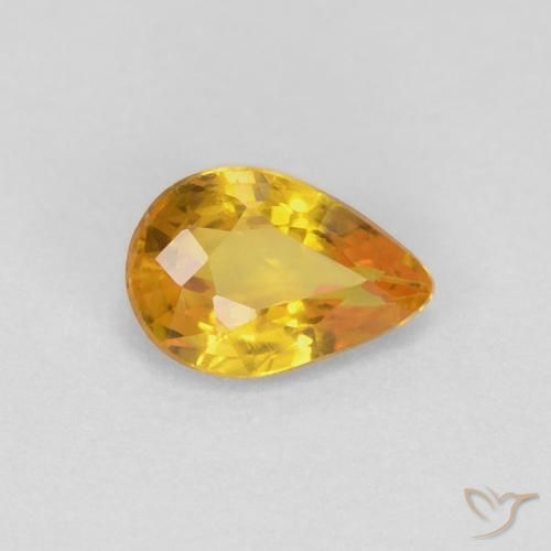Zafiro Dorado natural de 0.48 ct, En forma de pera, VVS