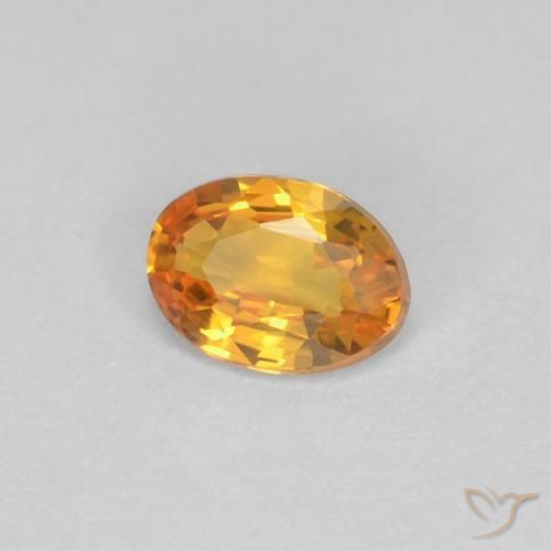 Zafiro Naranja albaricoque natural de 0.43 ct, Ovalada, VVS