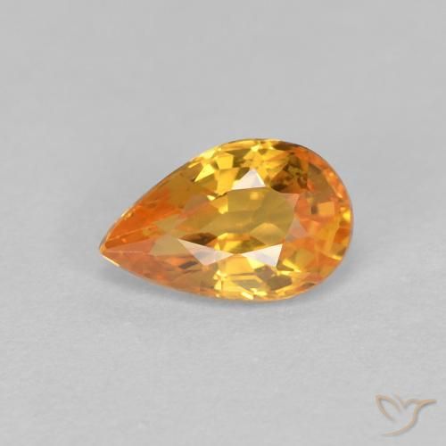 0.56ct Natural Naranja medio Zafiro, En forma de pera, VVS