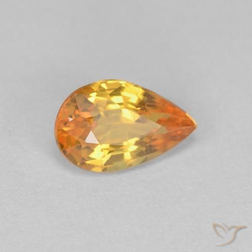 Zafiro Naranja medio natural de 0.56 ct, En forma de pera, VVS