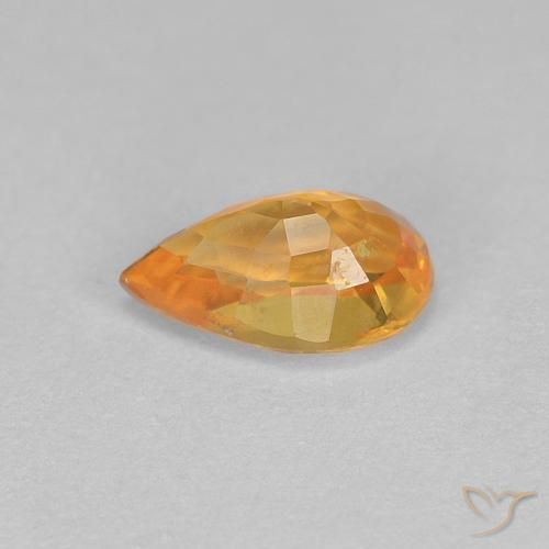 Zafiro Naranja medio natural de 0.56 ct, En forma de pera, VVS