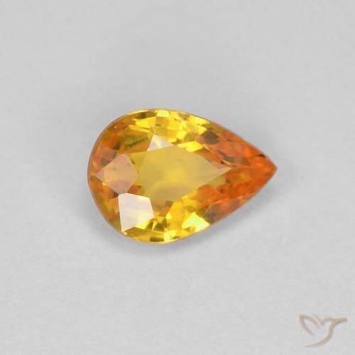 Zafiro Naranja medio natural de 0.46 ct, En forma de pera, VVS